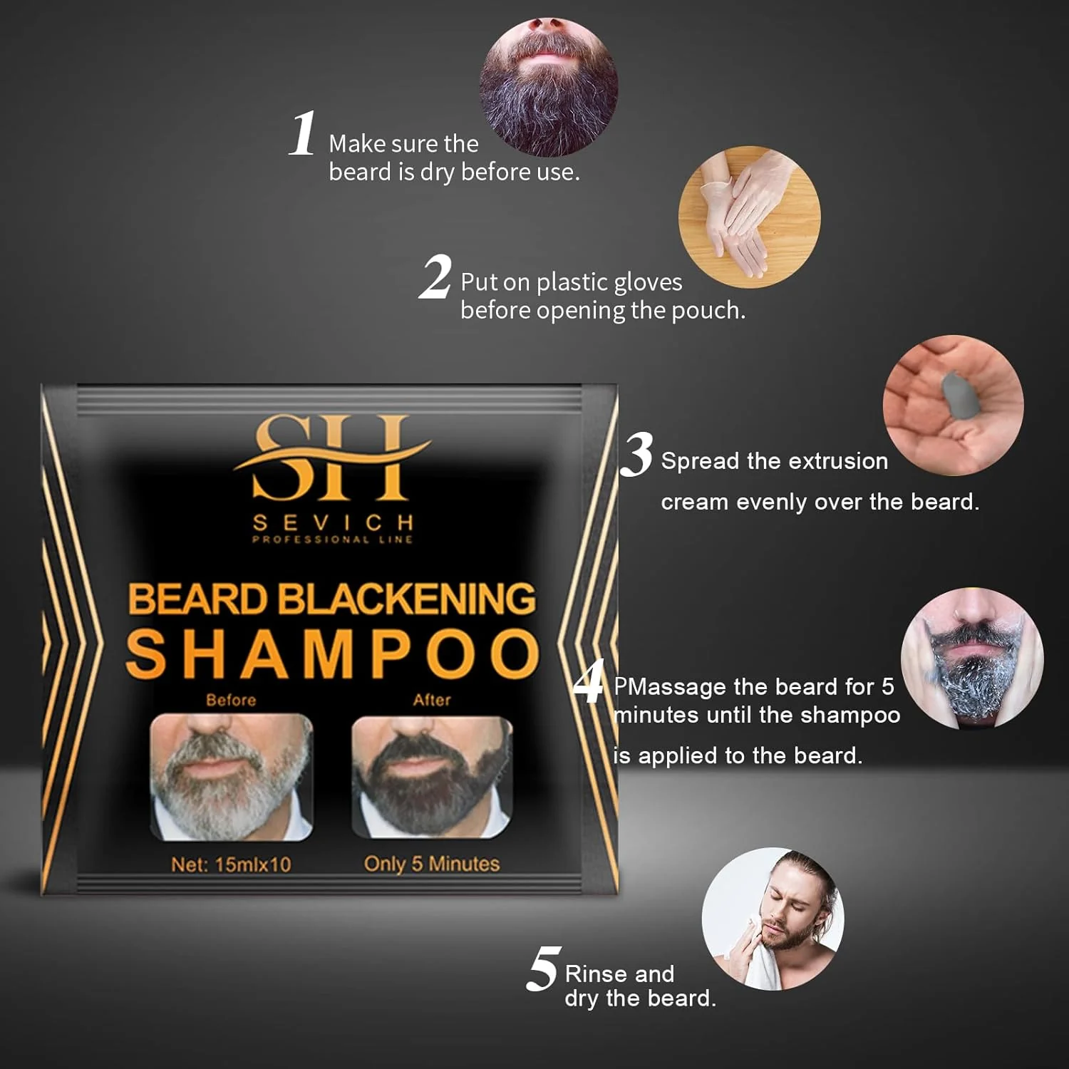 Instant Natural Beard Blackening Nourishing Care Shampoo for Men - Image 9