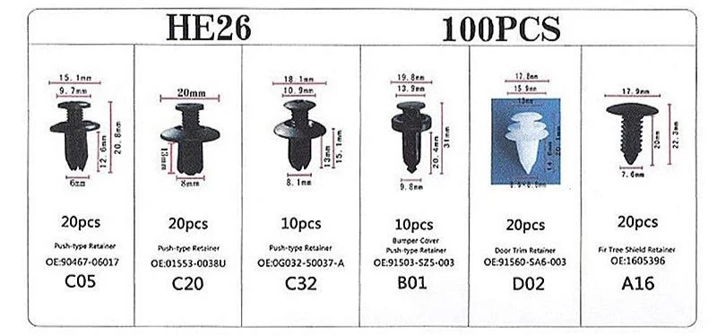 6 Sizes Handy Car Wing Screw Fixer (100pcs) - Image 6