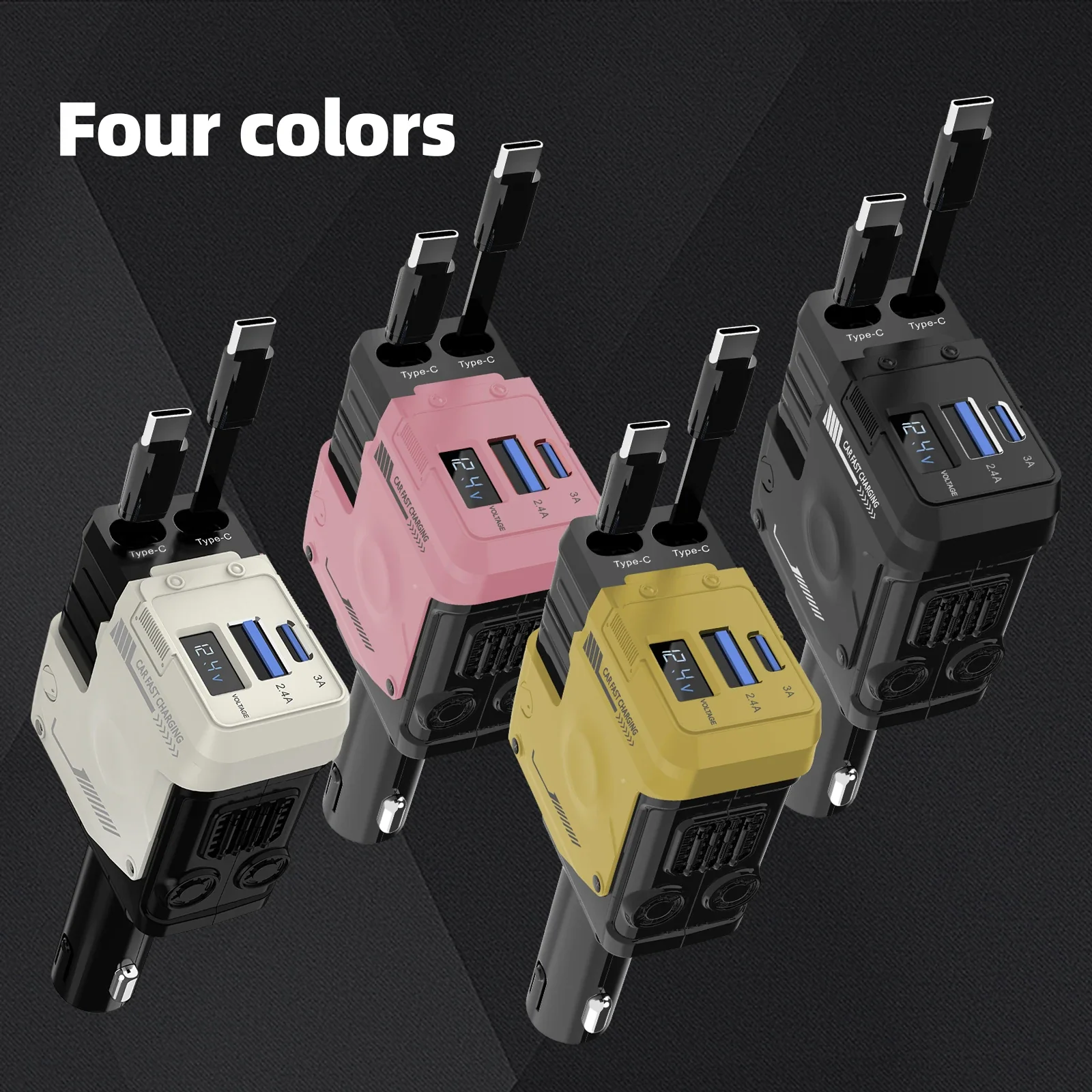 120W Super-Fast 4-in-1 Adjustable Retractable Car Charger with Digital Voltage Display - Image 26