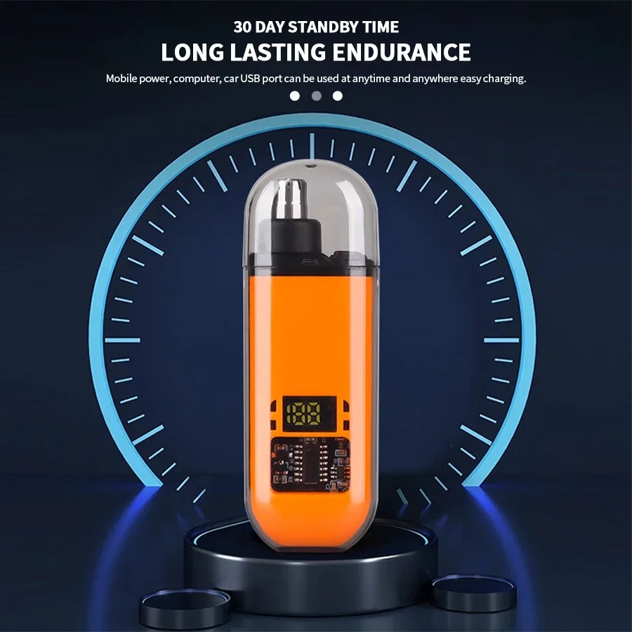 Professional 2 In 1 Rechargeable Ear & Nose Hair Trimmer Clipper with Battery Display - Image 12