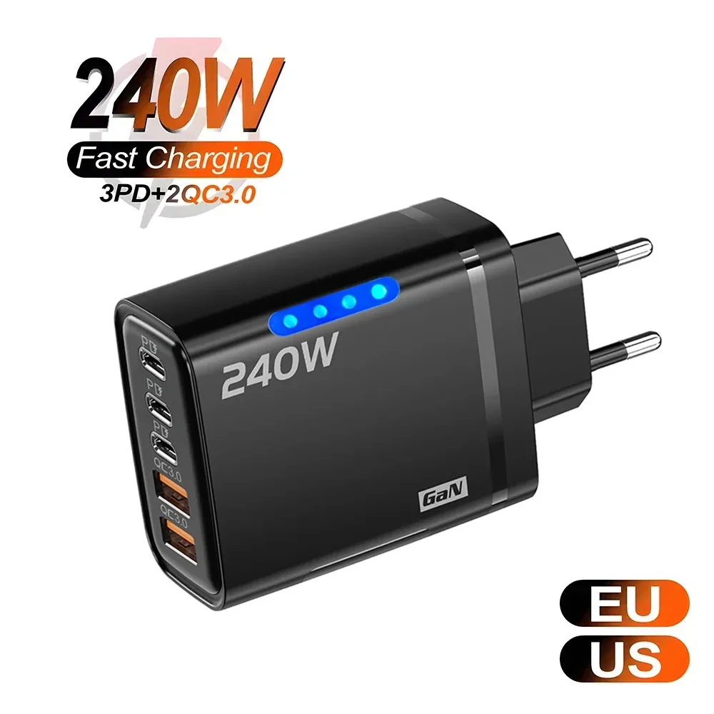 240W High-Speed 5-Port GaN Technology Intelligent Wall Charger - Image 2