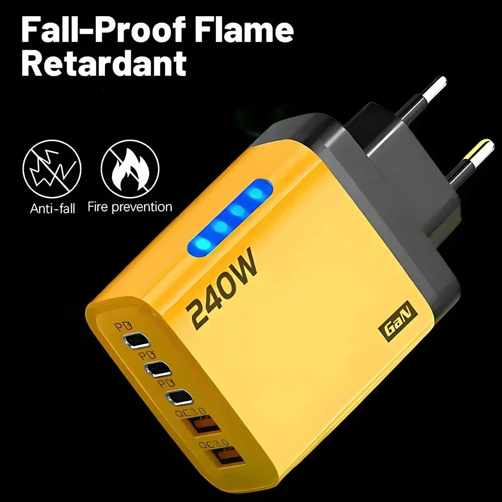 240W High-Speed 5-Port GaN Technology Intelligent Wall Charger - Image 3