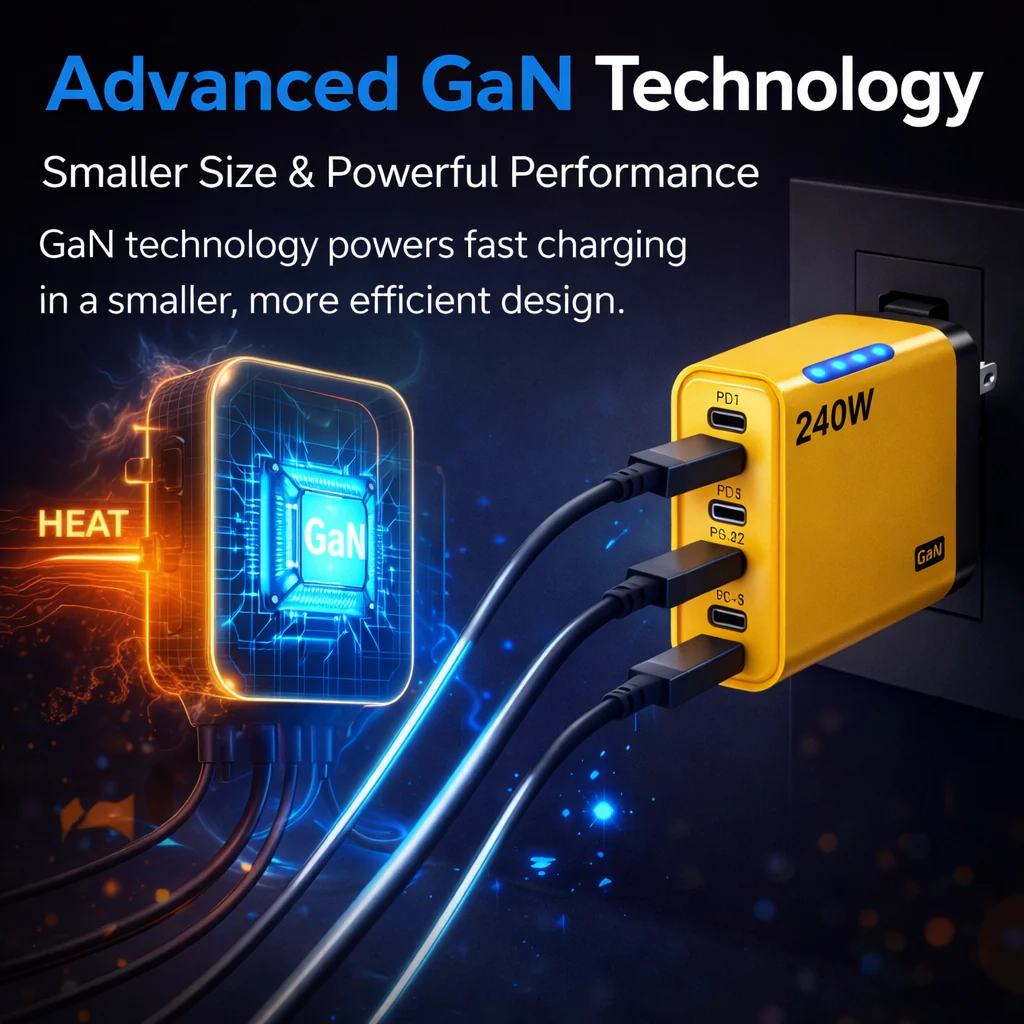 240W High-Speed 5-Port GaN Technology Intelligent Wall Charger - Image 32