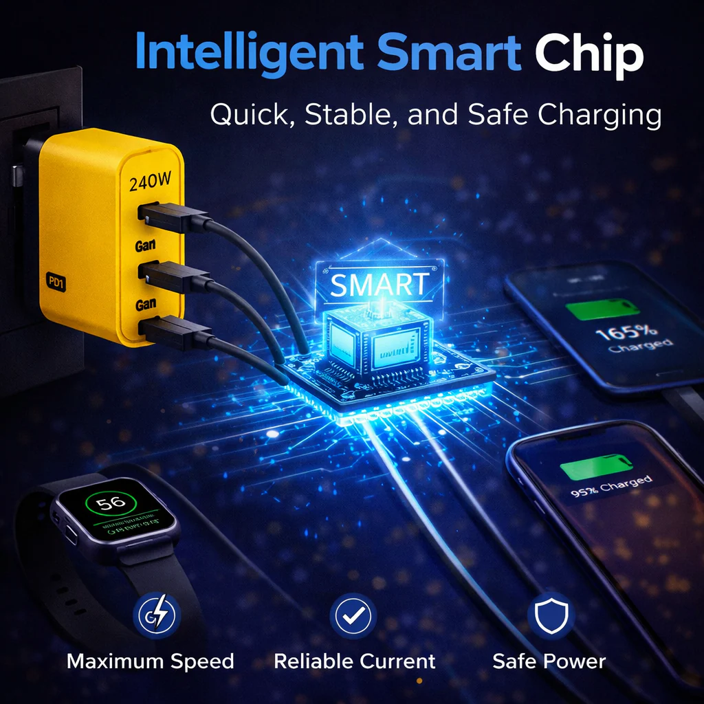 240W High-Speed 5-Port GaN Technology Intelligent Wall Charger - Image 34