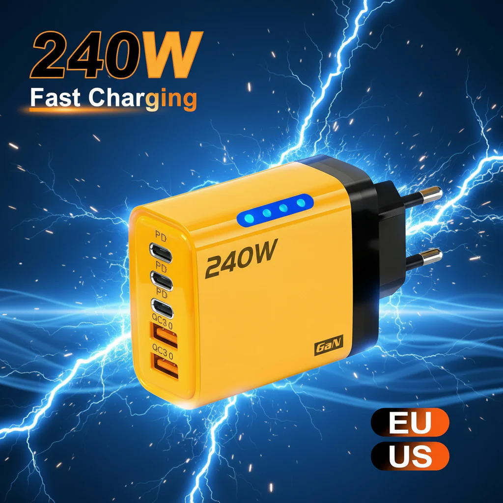 240W High-Speed 5-Port GaN Technology Intelligent Wall Charger - Image 8