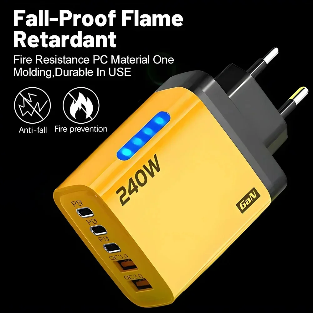 240W High-Speed 5-Port GaN Technology Intelligent Wall Charger - Image 9