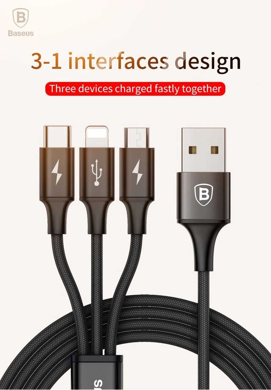 3-IN-1 3A Super Fast Charge Cable (USB+TypeC+iPhone) - Image 10
