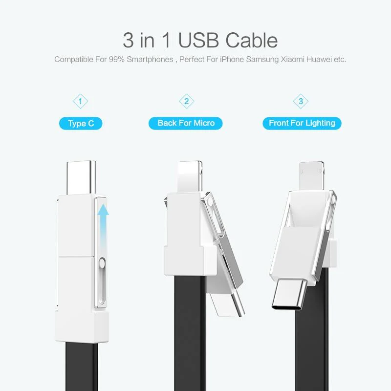 3 in 1 Smart Mini USB Portable Keychain Cable (2pcs) - Image 3