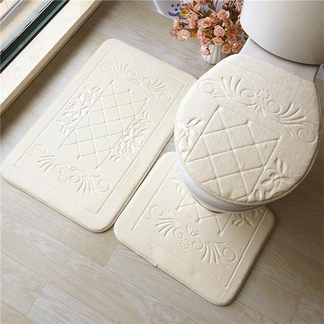 3-pc Anti-Slip Decorative Bathroom Mat Set - Image 12