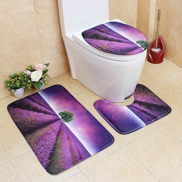 3-pc Anti-Slip Decorative Bathroom Mat Set - Image 14