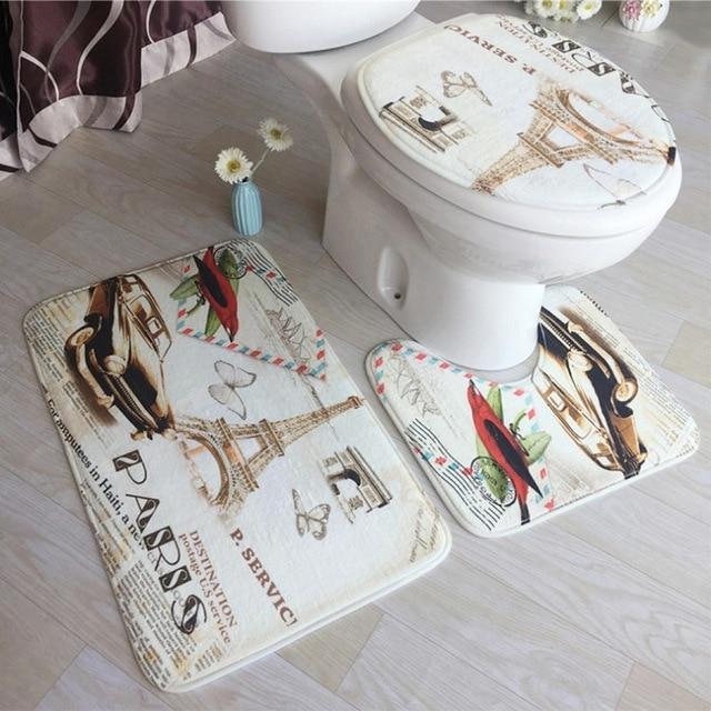 3-pc Anti-Slip Decorative Bathroom Mat Set - Image 17