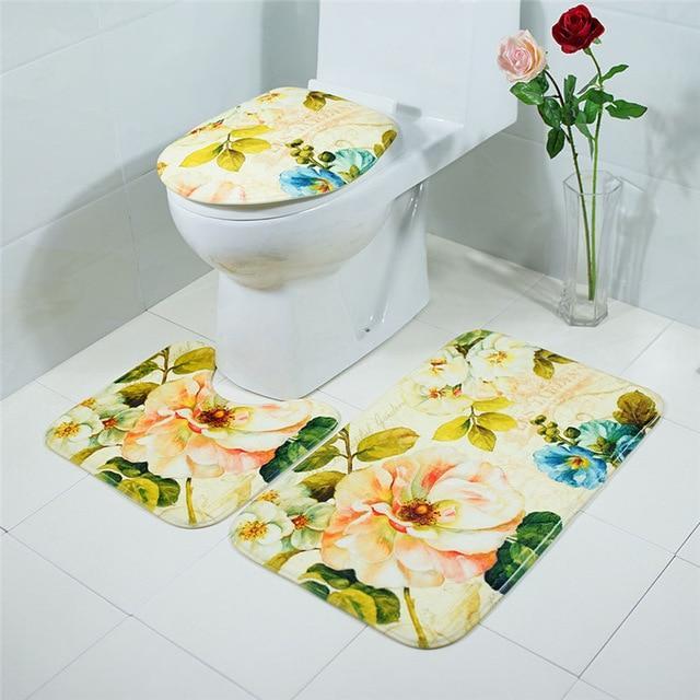 3-pc Anti-Slip Decorative Bathroom Mat Set - Image 19