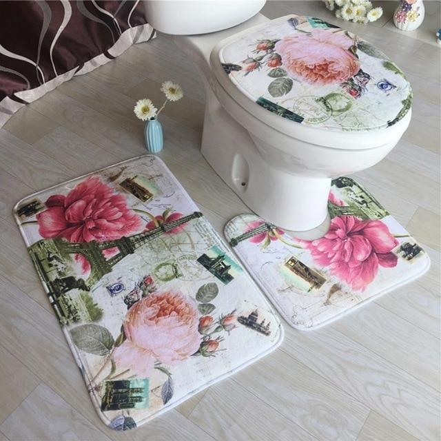 3-pc Anti-Slip Decorative Bathroom Mat Set - Image 22