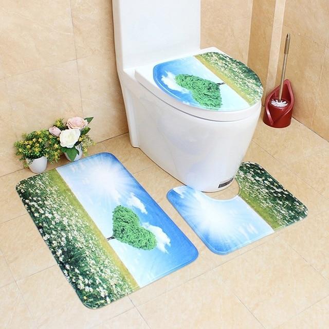 3-pc Anti-Slip Decorative Bathroom Mat Set - Image 23