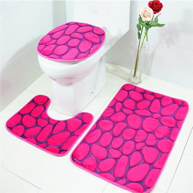3-pc Anti-Slip Decorative Bathroom Mat Set - Image 24