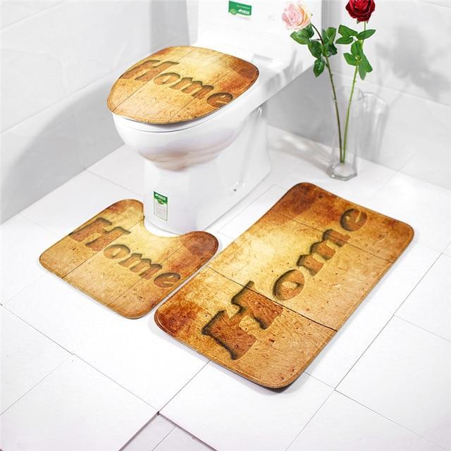 3-pc Anti-Slip Decorative Bathroom Mat Set - Image 4