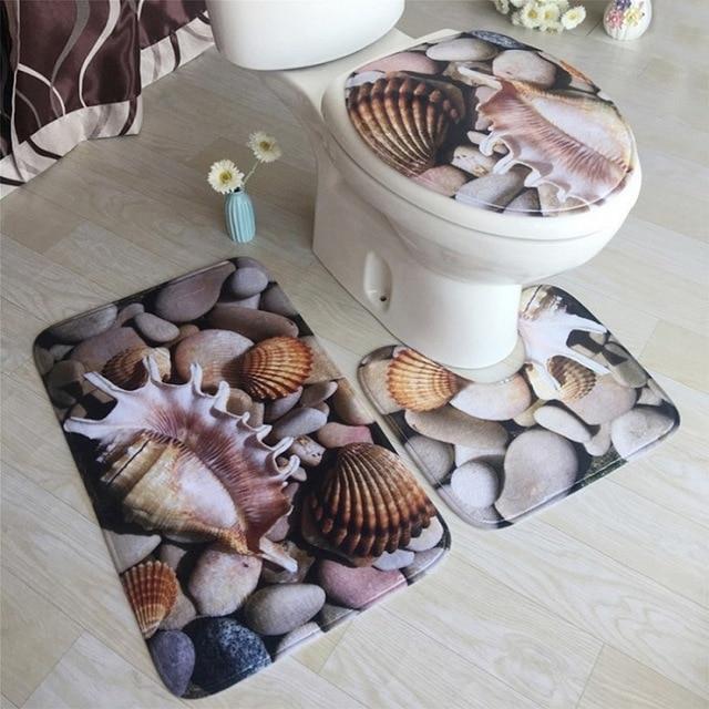 3-pc Anti-Slip Decorative Bathroom Mat Set - Image 5