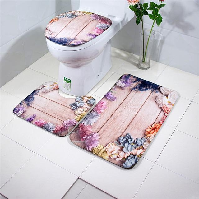 3-pc Anti-Slip Decorative Bathroom Mat Set - Image 7