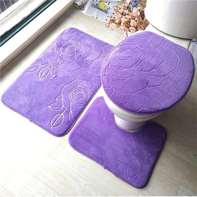 3-pc Anti-Slip Decorative Bathroom Mat Set - Image 8