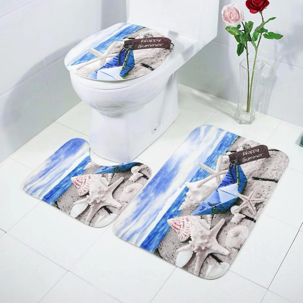 3-pc Anti-Slip Decorative Bathroom Mat Set - Image 9