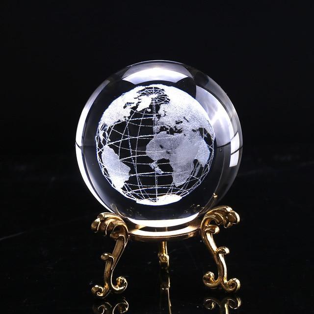 3D Laser-Engraved Decorative Crystal Globe - Image 3