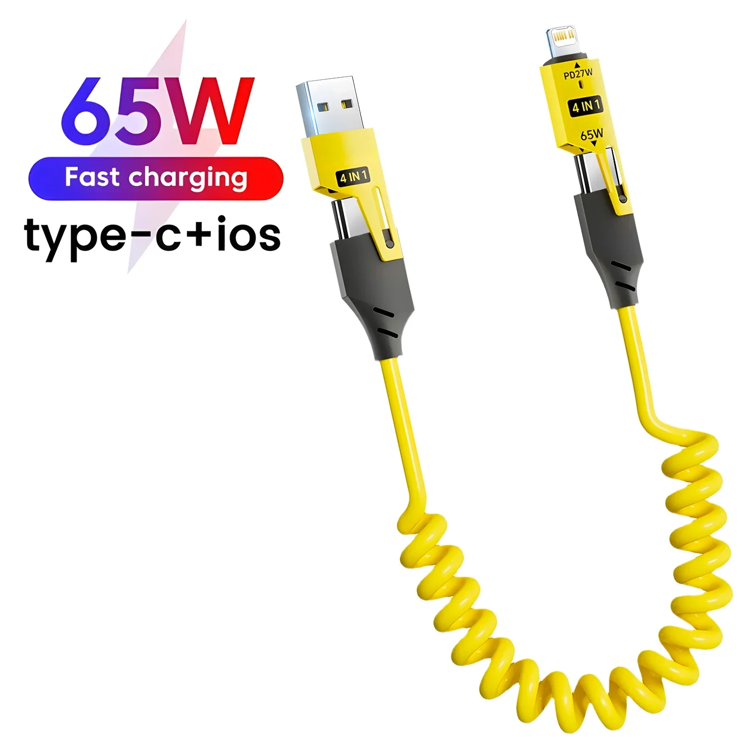 Fast Charging 65W Tangle-Free 4-in-1 Rotating Head 6A High-Speed Cable - Image 2