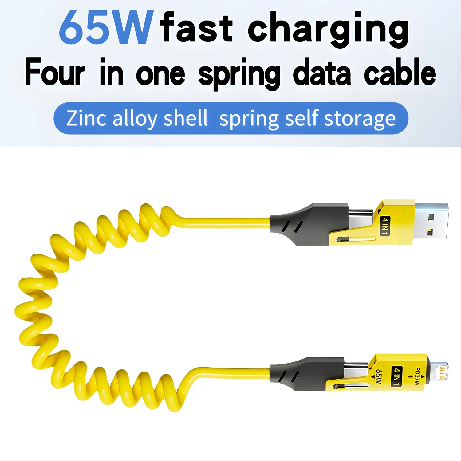 Fast Charging 65W Tangle-Free 4-in-1 Rotating Head 6A High-Speed Cable - Image 8