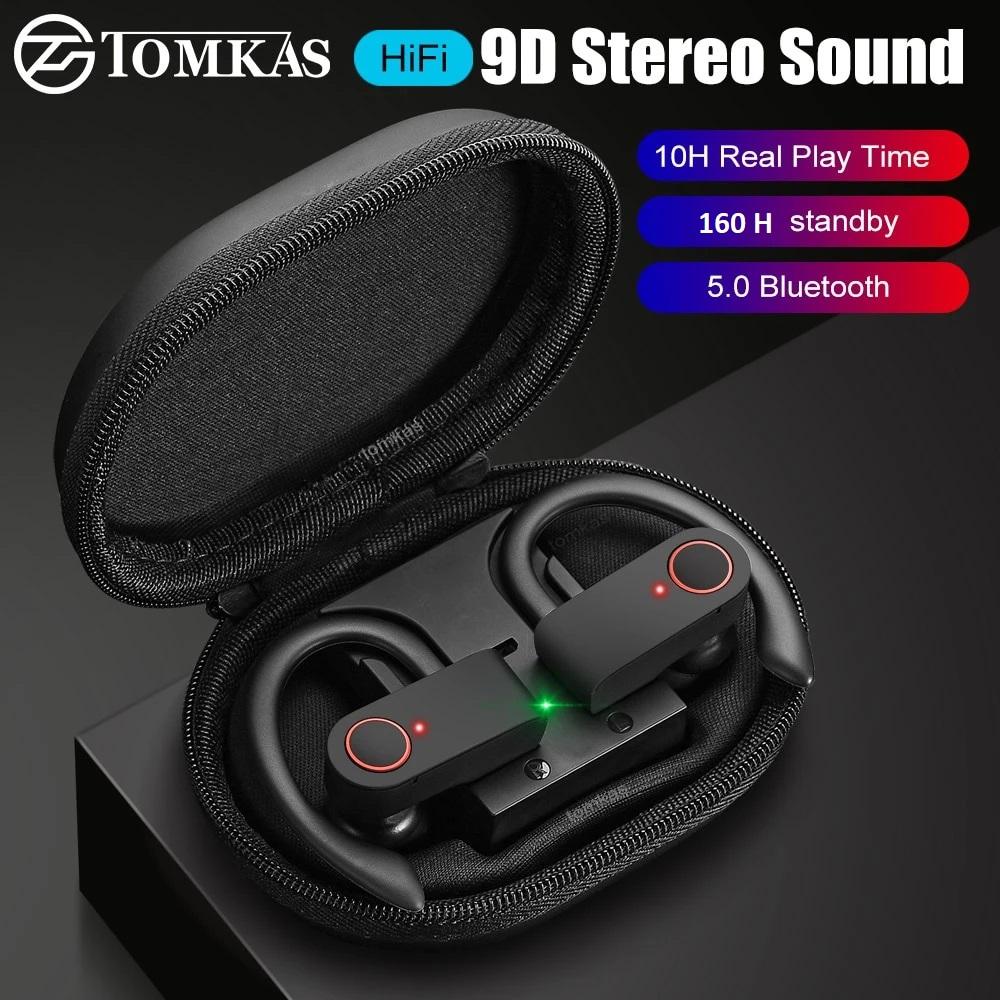9D Surround Ultra Lightweight  Waterproof Bluetooth 5.0 Sporty Earphones with Charging Case - Image 2