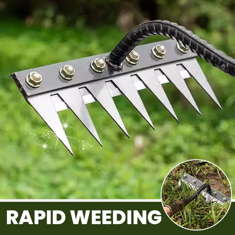 Multi-Tooth Carbon Steel Garden Rake for EZ Soil, Debris & Planting - Image 2