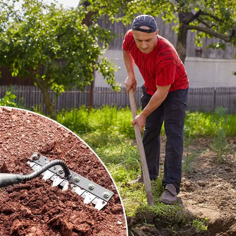 Multi-Tooth Carbon Steel Garden Rake for EZ Soil, Debris & Planting - Image 5