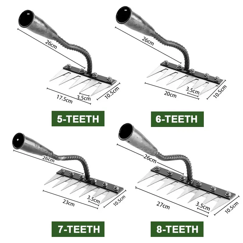 Multi-Tooth Carbon Steel Garden Rake for EZ Soil, Debris & Planting - Image 7