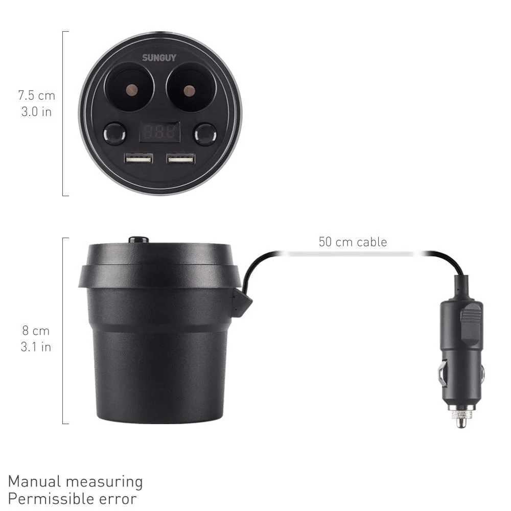 Cup Style Car Charger USB Car Charger & Dual Cigarette Lighter - Image 3
