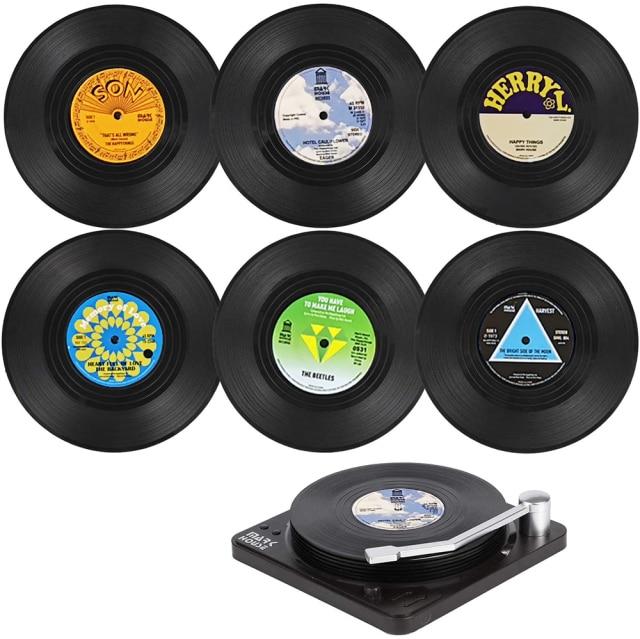 Retro Vinyl Record Heat-Resistant Cup Coasters(6pcs ) - Image 12