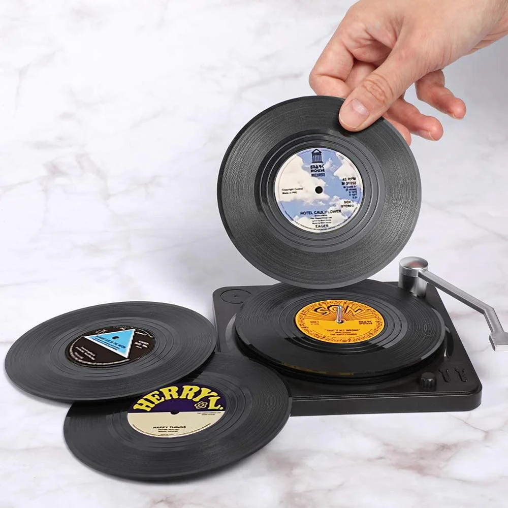 Retro Vinyl Record Heat-Resistant Cup Coasters(6pcs ) - Image 13