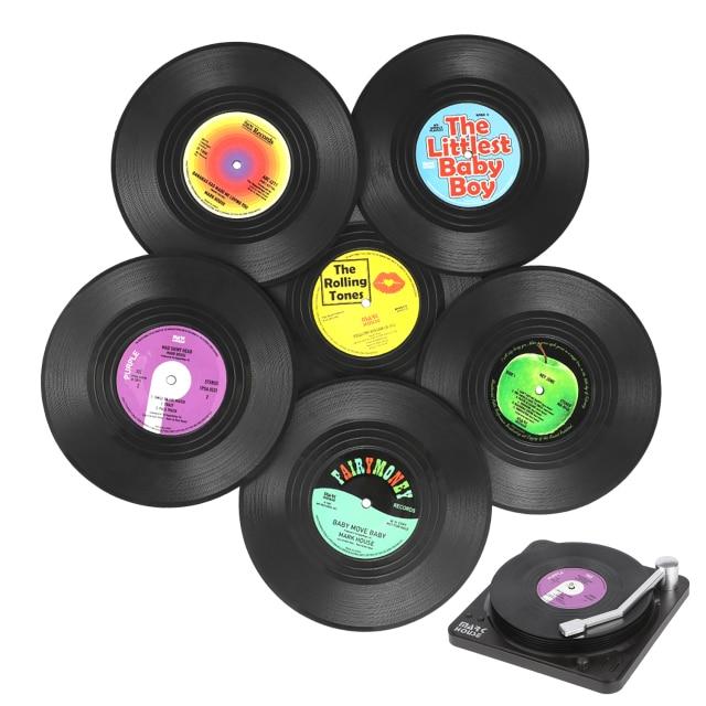 Retro Vinyl Record Heat-Resistant Cup Coasters(6pcs ) - Image 15