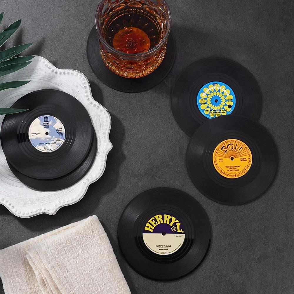 Retro Vinyl Record Heat-Resistant Cup Coasters(6pcs ) - Image 6