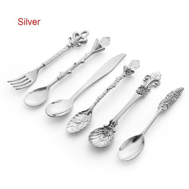 Vintage Royal Style Dessert Spoons & Forks 6pcs Set - Image 2