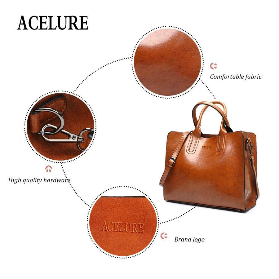 ACELURE™ Women's Leather Casual Tote Bag - Image 5