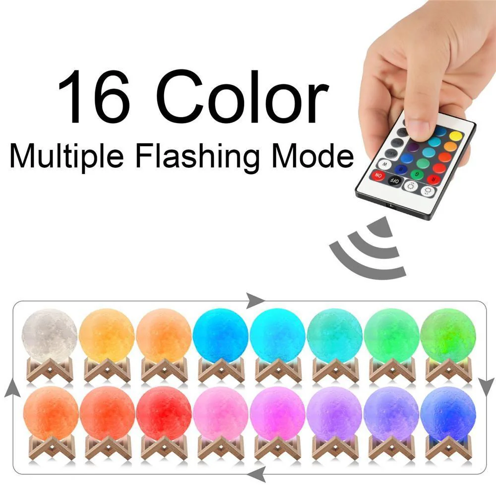GalaxyLamp™- 3D Printed 16 Colors Moon Lamp With Remote Control - Image 2