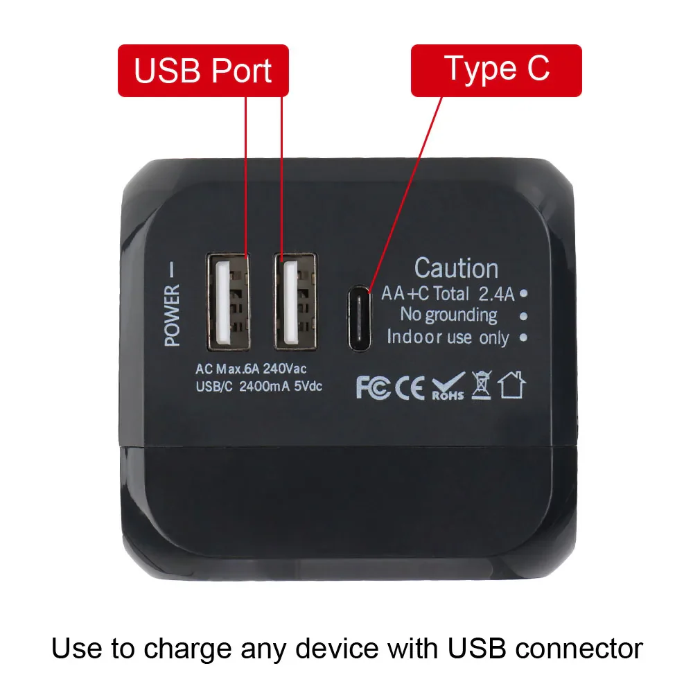 All-in-One Universal Travel Adapter Wall Charger with USB & USB-C - Image 19