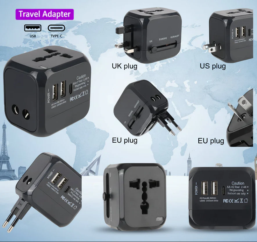 All-in-One Universal Travel Adapter Wall Charger with USB & USB-C - Image 2