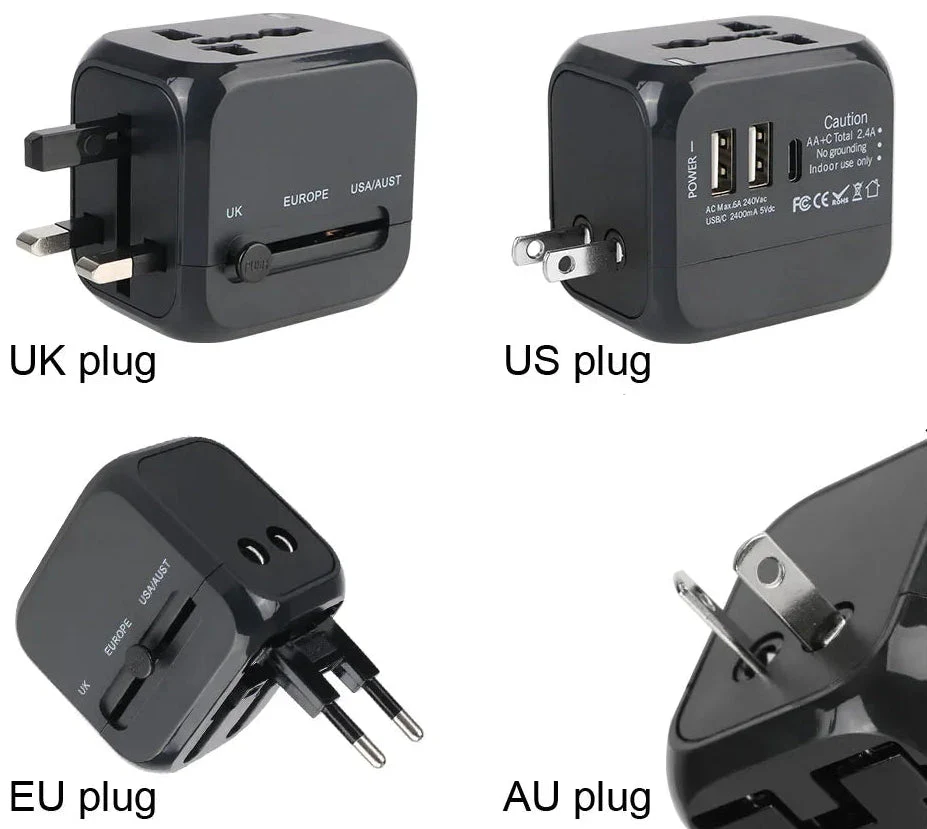 All-in-One Universal Travel Adapter Wall Charger with USB & USB-C - Image 3