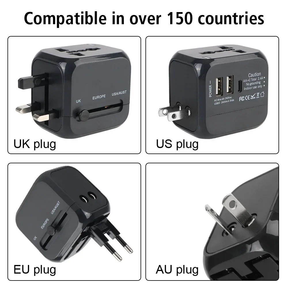 All-in-One Universal Travel Adapter Wall Charger with USB & USB-C - Image 6