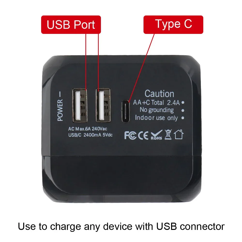 All-in-One Universal Travel Adapter Wall Charger with USB & USB-C - Image 9