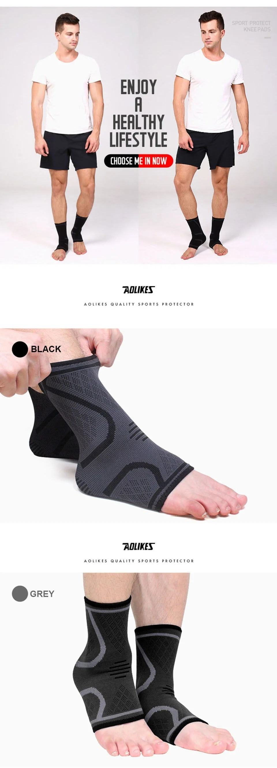 AOLIKES Sports Ankle Elastic Compression Protector (1pc) - Image 8