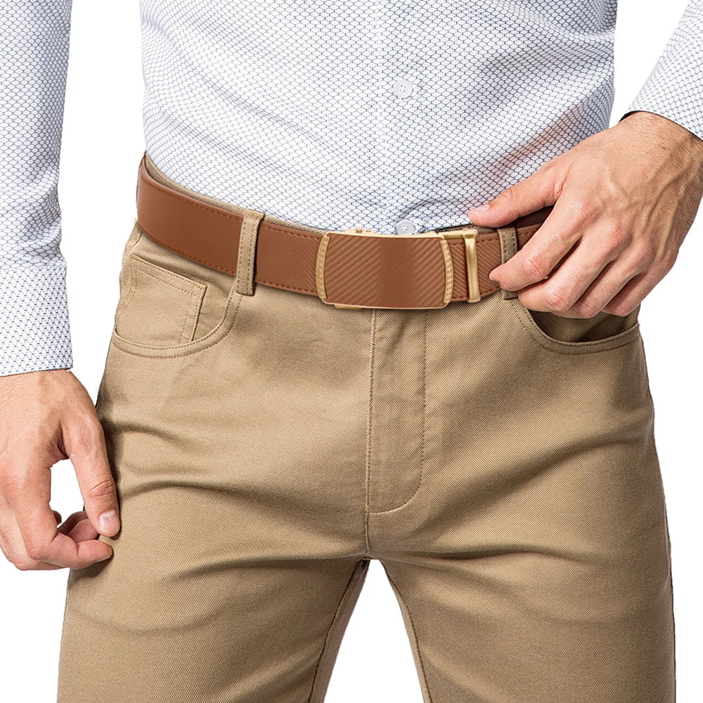 Holes-Free One-Handed Operation Micro-Adjustable Genuine Leather Belt - Image 10