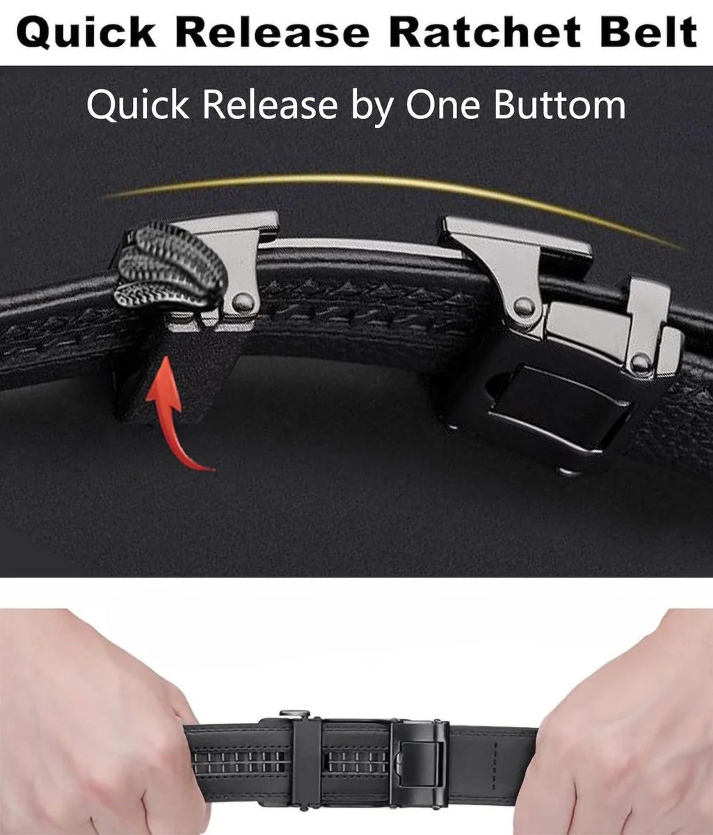 Holes-Free One-Handed Operation Micro-Adjustable Genuine Leather Belt - Image 23