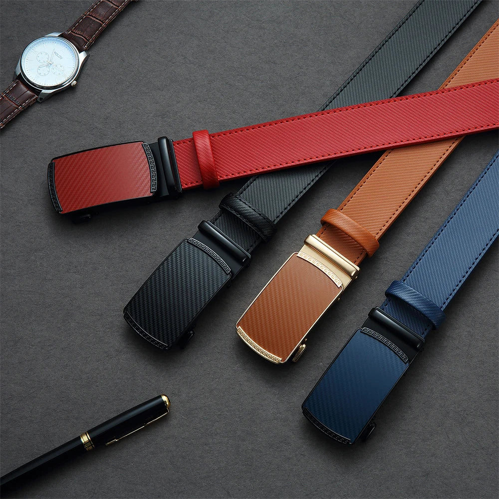 Holes-Free One-Handed Operation Micro-Adjustable Genuine Leather Belt - Image 4