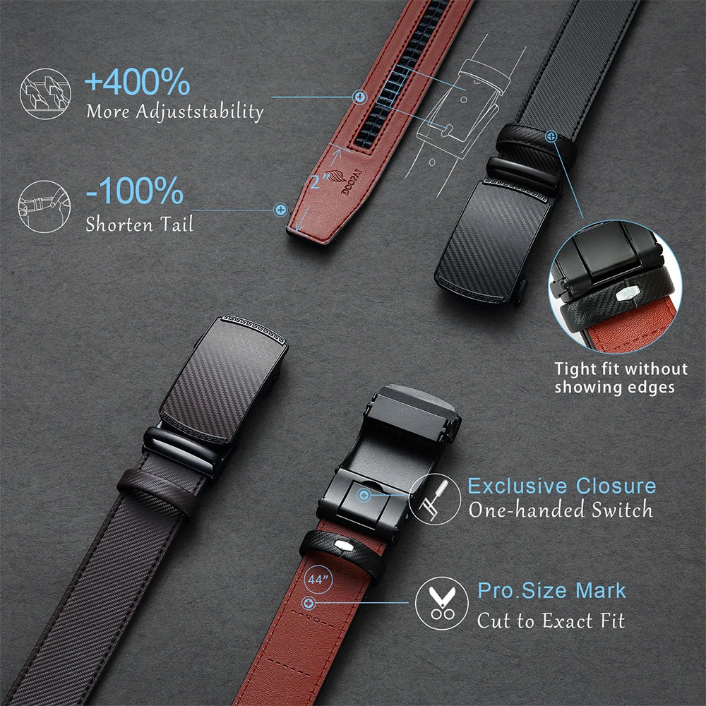 Holes-Free One-Handed Operation Micro-Adjustable Genuine Leather Belt - Image 5