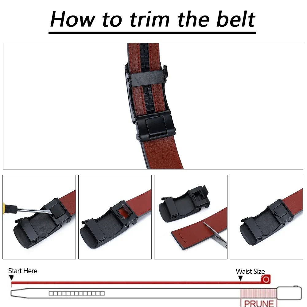 Holes-Free One-Handed Operation Micro-Adjustable Genuine Leather Belt - Image 6